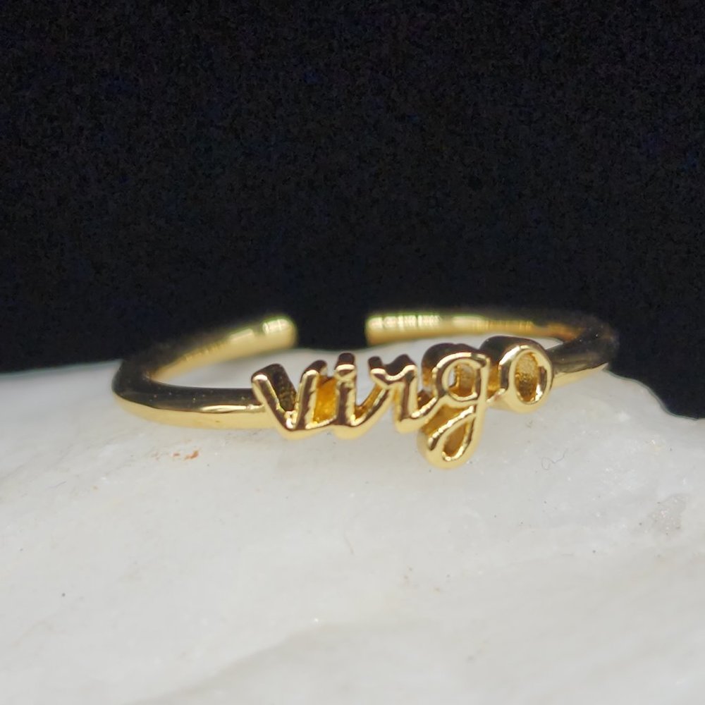Minimalist Dainty Jewelry Zodiac VIRGO Rng Rhodium 14K Gold plated